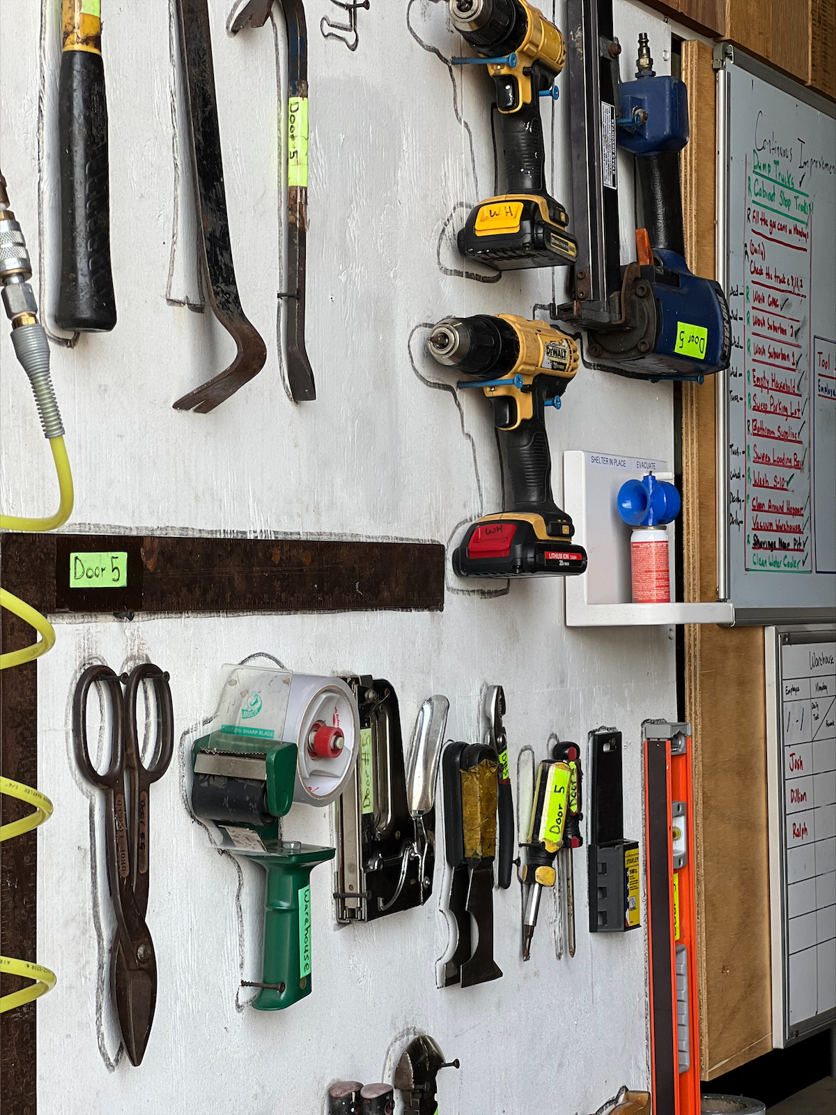 ef-sanjuan-facilities-shadow-board-tools e f san juan, woodworking tools, youngstown florida